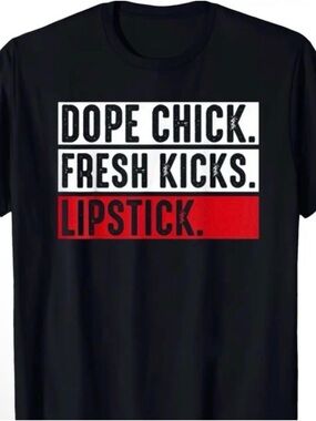 Dope Chick Fresh Kicks Lipstick Graphic Tee Shirt Black Red 2X  New